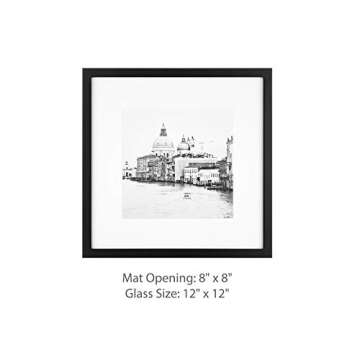 Gallery Perfect Black 12 Piece Square Photo Gallery Wall Picture Frame Set with Hanging Template, 16.5 x 10.2 x 16.7 inches