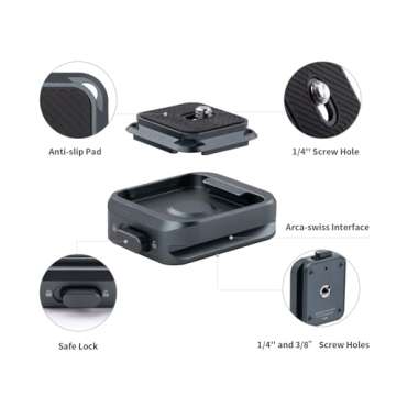 PGYTECH Quick Release Plate +Adapter w/Arcac-Swiss Interface Camera Quick Release Plate Mount for Sony/Nikon/Fuji/DJI Quick Setup Mount w/ 1/4" to 3/8" Screw Thread Gimbles Sliders Tripods Adapter