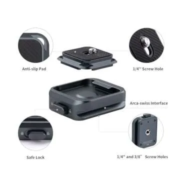 PGYTECH Quick Release Plate +Adapter w/Arcac-Swiss Interface Camera Quick Release Plate Mount for Sony/Nikon/Fuji/DJI Quick Setup Mount w/ 1/4" to 3/8" Screw Thread Gimbles Sliders Tripods Adapter