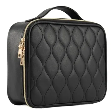 Stagiant Travel Makeup Bag - Stylish and Spacious Black Quilted Organizer for Beauty Essentials