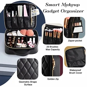 Stagiant Travel Makeup Bag - Large Quilted Cosmetic Organizer