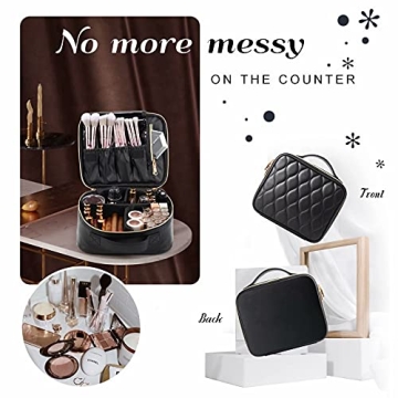 Stagiant Travel Makeup Bag - Large Quilted Cosmetic Organizer