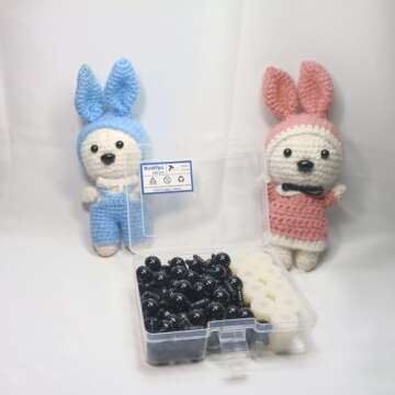 RuWfpz Safety Eyes for Amigurumi Crochet 16mm 5/8" 100Pcs - Doll Stuffed Animal Eyes with Washers, Plastic Eyes for Crochet Animals, Black Crochet Eyes for Crafts Bear Plush Button