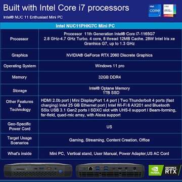 Compact Intel NUC 11 Gaming PC with i7, 32GB RAM