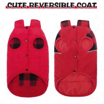 Reversible Polar Fleece Dog Jacket for Winter Warmth