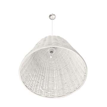 KOUBOO 1050071 Wicker Bell Pendant Lamp, White