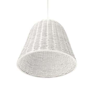 KOUBOO 1050071 Wicker Bell Pendant Lamp, White