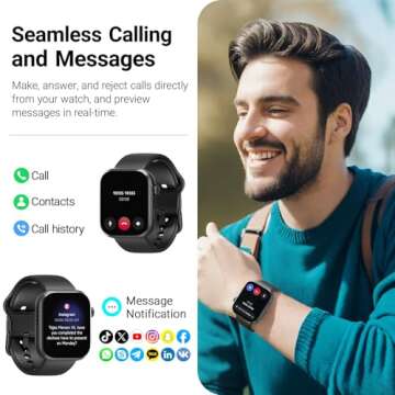 TOZO AMOLED S6 Smart Watch 1.85" Ultra-Clear Screen Dynamic Faces Bluetooth Call,100+ Sports Modes Fitness Activity Tracker with Heart Rate/Sleep/Blood Oxygen Monitor IP68 Waterproof Black