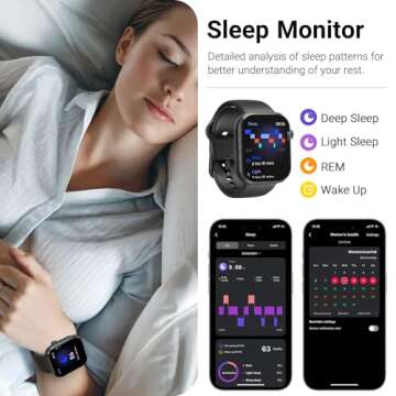 TOZO AMOLED S6 Smart Watch 1.85" Ultra-Clear Screen Dynamic Faces Bluetooth Call,100+ Sports Modes Fitness Activity Tracker with Heart Rate/Sleep/Blood Oxygen Monitor IP68 Waterproof Black