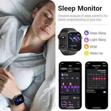 TOZO AMOLED S6 Smart Watch 1.85" Ultra-Clear Screen Dynamic Faces Bluetooth Call,100+ Sports Modes Fitness Activity Tracker with Heart Rate/Sleep/Blood Oxygen Monitor IP68 Waterproof Black