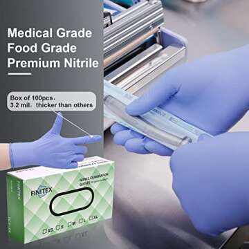 FINITEX Nitrile Disposable Medical Exam Gloves - Ice Blue 3.2 mil Powder-free Latex-Free Gloves 1000...