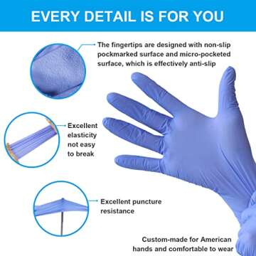 FINITEX Nitrile Disposable Medical Exam Gloves - Ice Blue 3.2 mil Powder-free Latex-Free Gloves 1000 PCS Examination Home Cleaning Food Gloves (Medium)