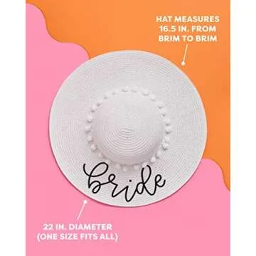 xo, Fetti Bachelorette Party Decorations White Bride Pom Pom Sun Hat | Chic Bridal Shower Gift, Bridesmaid Favors, Bride to Be
