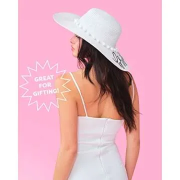 xo, Fetti Bachelorette Party Decorations White Bride Pom Pom Sun Hat | Chic Bridal Shower Gift, Bridesmaid Favors, Bride to Be