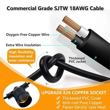 alitade S14 LED Outdoor String Lights, Shatterproof IP65 27Ft (Maximum 918Ft) for Patio Lights Outdoor Waterproof, Outside Lights for Outdoor Lighting, Edison Vintage Backyard lights