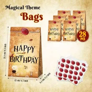 Containlol 28 Pcs Wizard Party Favor Bags Magical Treat Bags Paper Goodie Candy Bags Magical Wizard Birthday Party Favors for Kids Boy Girl Birthday Decor Gift Supplies