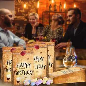 Containlol 28 Pcs Wizard Party Favor Bags Magical Treat Bags Paper Goodie Candy Bags Magical Wizard Birthday Party Favors for Kids Boy Girl Birthday Decor Gift Supplies