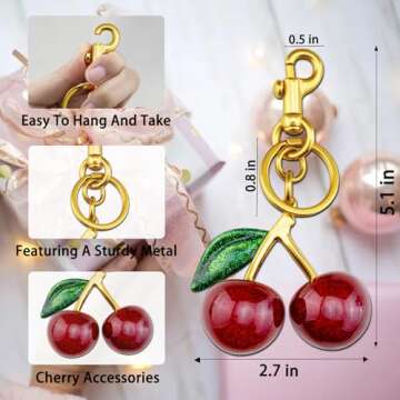 Aisity Cherry Keychain Perfect for Women and Teens