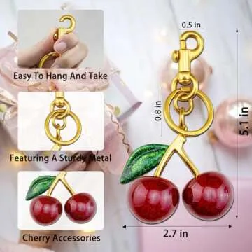 Aisity Cherry Keychain Perfect for Women and Teens