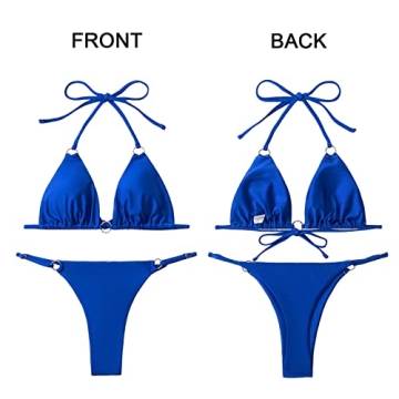 MIKETAI Sexy 2 Piece Bikini Spaghetti Strap Swimwear Blue