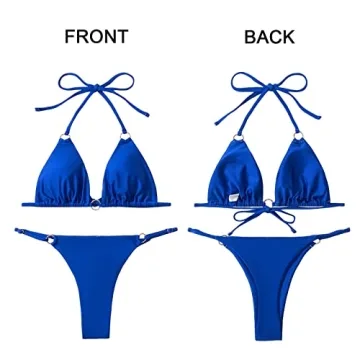 MIKETAI Sexy 2 Piece Bikini Spaghetti Strap Swimwear Blue