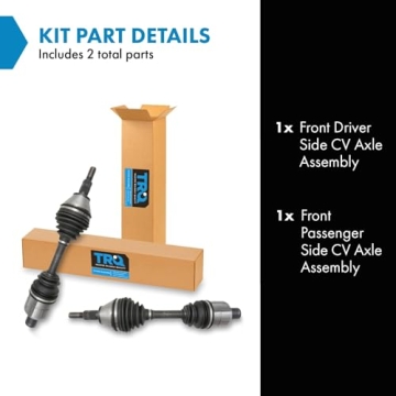 TRQ Front Driver and Passenger Side CV Axle Assembly Set 4WD for Ram 1500 2012-2021