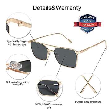 VANLINKER Vintage Polarized Aviator Sunglasses with UV400 Protection