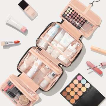 Personalized Birthday Gifts for Women - 2 PCS Initial Hanging Toiletry Bag & Makeup Bag with Embroidery Letter Travel Organizer Cosmetic Bag Easter Gift Ideas for Mom Wife Friend Sister Her Teacher