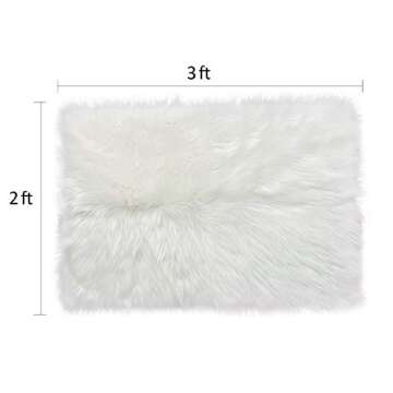 Fluffy Area Rugs - Shag Rugs Faux Fur Non-Slip Luxury Indoor Floor Rugs for Bedroom Living Room Kids Baby Play Room Furry Carpet Modern Home Decor | Machine Washable Soft Sheepskin Rugs,White