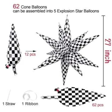 Checkered Star Balloons for Racing Themed Party