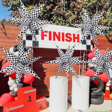 Checkered Star Balloons for Racing Themed Party