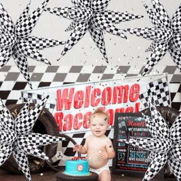 Checkered Star Balloons for Racing Themed Party