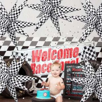 Checkered Star Balloons for Racing Themed Party