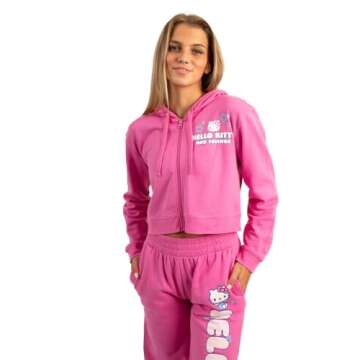 Hello Kitty Adult Zip Up Hoodie and Jogger Set-L Pink