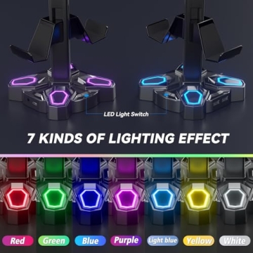 KDD Gaming Headphones Stand with Light Modes USB Charging