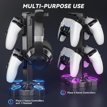 KDD Gaming Headphones Stand with Light Modes USB Charging