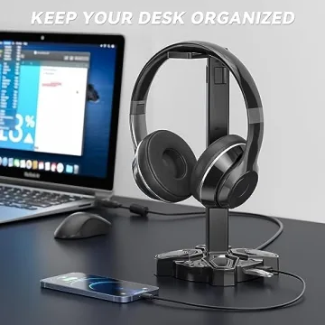 KDD Gaming Headphones Stand with Light Modes USB Charging