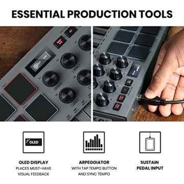 Recording Studio Package - Akai Professional MPK Mini MK3 USB MIDI Keyboard Controller and M-Audio AIR 192I4 Audio Interface, with Production Software, grey