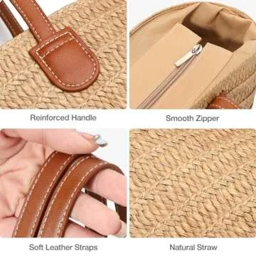 Hommtina Straw Bag Womens Straw Beach Bag Crossbody Shoulder Bags Vacation Purse Straw Purse for Summer (khaki)