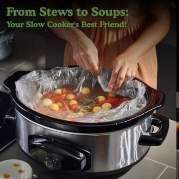Regency Wraps Slow Cooker Saver, Time Saving, Non-Stick Liners For Easy Clean Up After Making Stews Soup and Meat, Store and Reheat Food, 20 x 12, Pack of 8