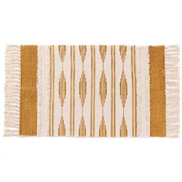 Moroccan Bathroom Rug with Tassels - 2' x 3' Cotton