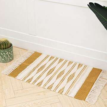 Moroccan Bathroom Rug with Tassels - 2' x 3' Cotton