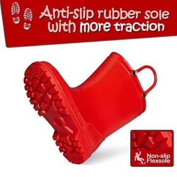 K KomForme Kids Girls & Boys Rain Boots with Easy-on Handles Waterproof Outdoors