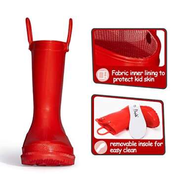 K KomForme Kids Girls & Boys Rain Boots with Easy-on Handles Waterproof Outdoors