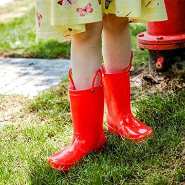 K KomForme Kids Girls & Boys Rain Boots with Easy-on Handles Waterproof Outdoors