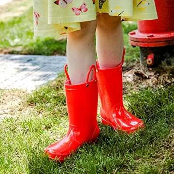 K KomForme Kids Girls & Boys Rain Boots with Easy-on Handles Waterproof Outdoors