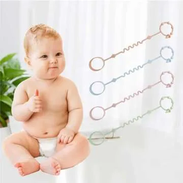 RTMOK (4Pcs) Sippy Cup Strap Keep Bottles and Sippy Cups Off The Floor, Sippy Cup Holder Strap Suitable for High Chairs, Strollers and Water Bottles- Dishwasher Safe