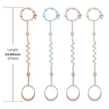 RTMOK (4Pcs) Sippy Cup Strap Keep Bottles and Sippy Cups Off The Floor, Sippy Cup Holder Strap Suitable for High Chairs, Strollers and Water Bottles- Dishwasher Safe