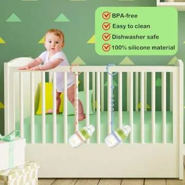 RTMOK (4Pcs) Sippy Cup Strap Keep Bottles and Sippy Cups Off The Floor, Sippy Cup Holder Strap Suitable for High Chairs, Strollers and Water Bottles- Dishwasher Safe