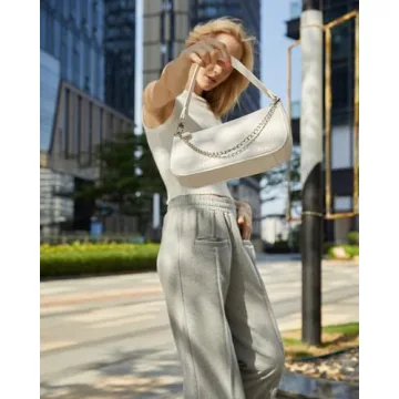 Loiral Shoulder Bags for Women, Retro Classic Tote HandBag Crocodile Pattern Clutch Mini Purse with Zipper Closure, White